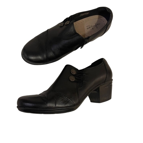 Women’s CLARKS Collection Emslie Black Leather Shoes Heels - Picture 4 of 11